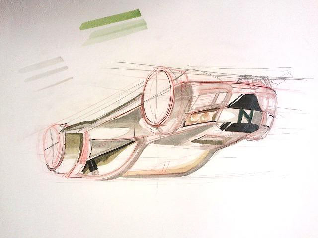 car sketching draw rendering green
