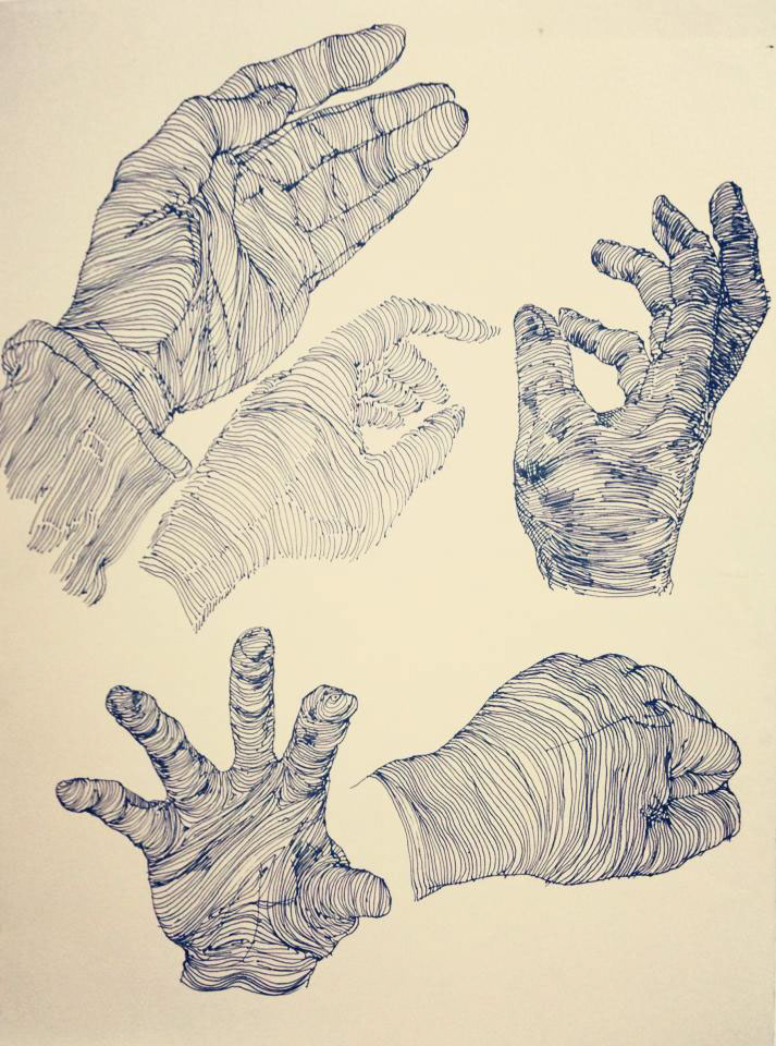 Human Hand hand drawing Cross contour contour drawing