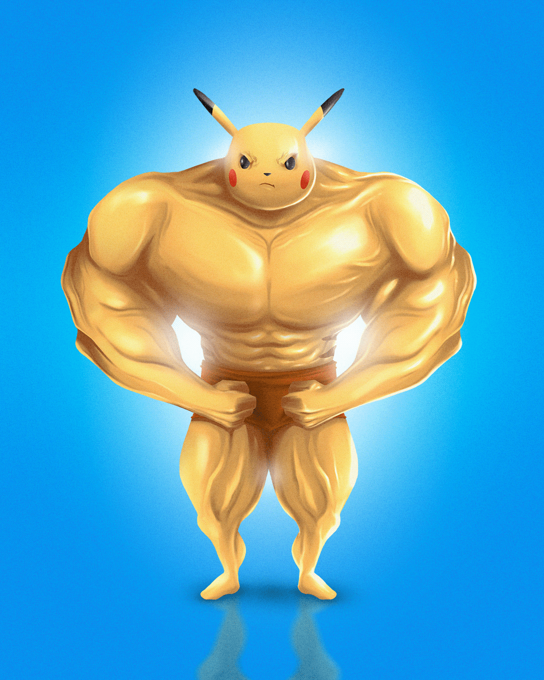 anime ash bodybuilder ILLUSTRATION  pikachu Pokemon strong