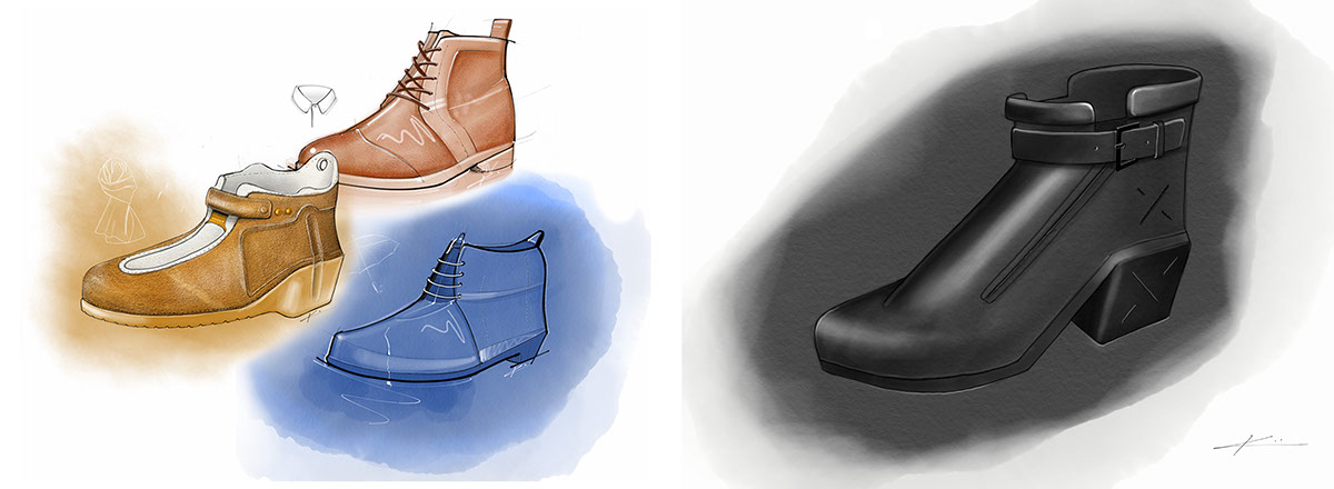 Minimalism industrial design  concept sketching iPad draw product design  shoe boot