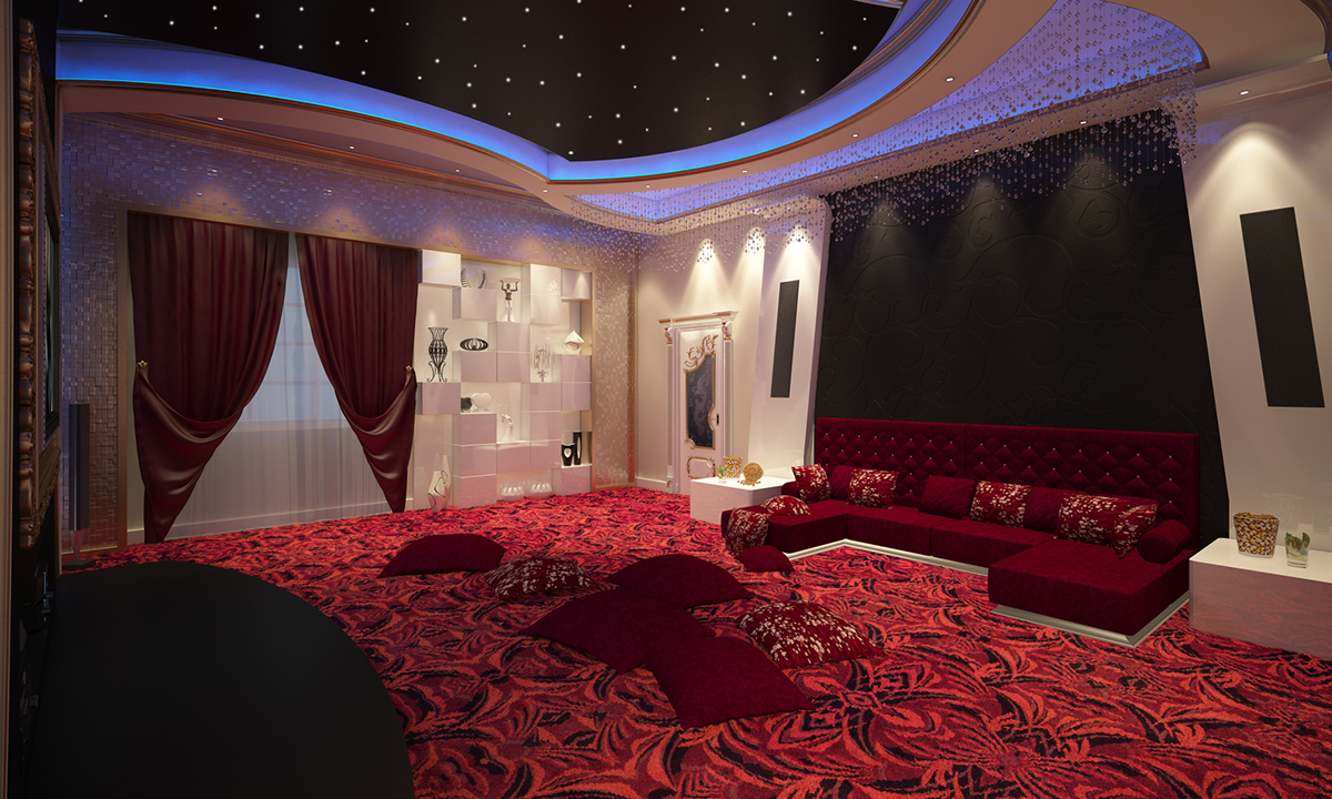 home Cinema luxury colorful cozy modern new 3dsmax vray Interior design material lighting photoshop dark