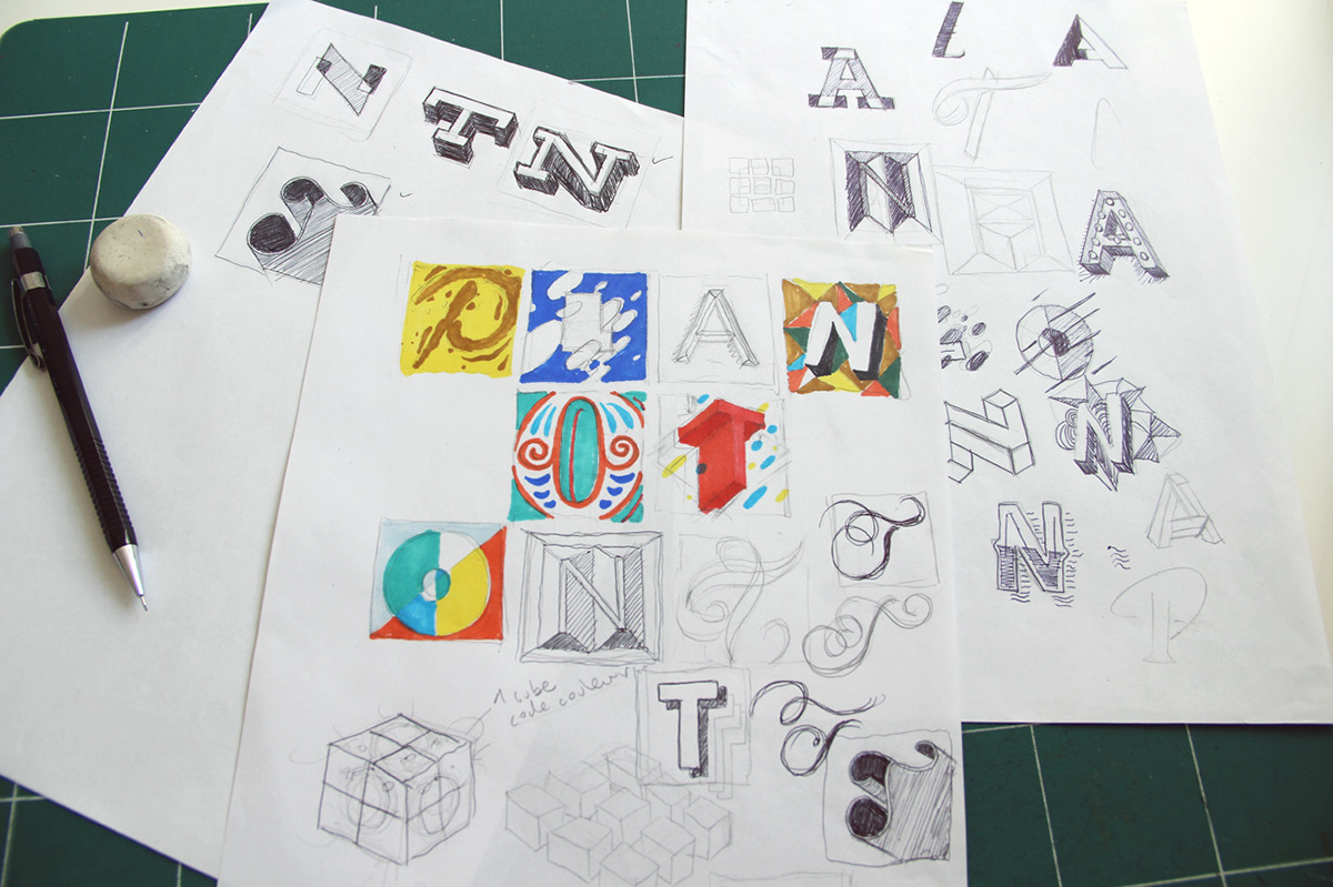 cube peinture bois Typographie