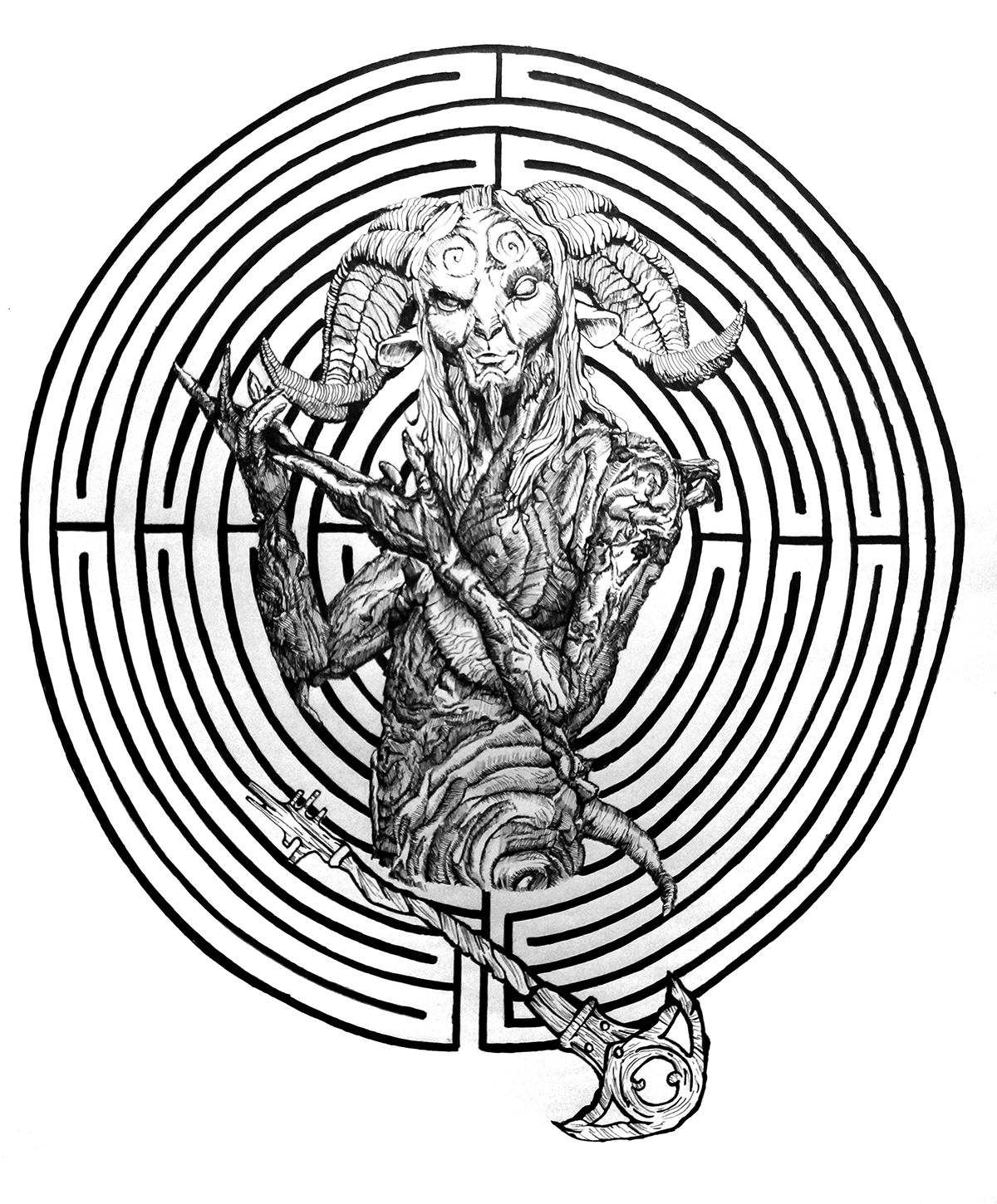 Pan pale man Pan's Labyrinth creature ink