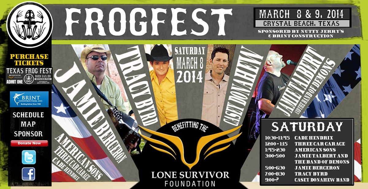 frogfest lone survivor foundation crystal beach texas Music Fest home page design