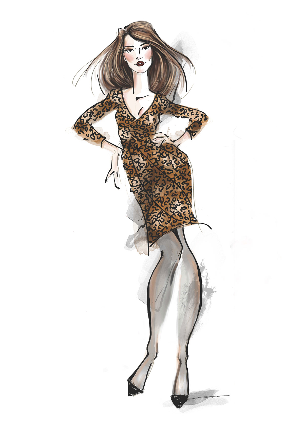 exhibtion beauty leopard fashion illustration Marguerite Carlson  dress Clothing