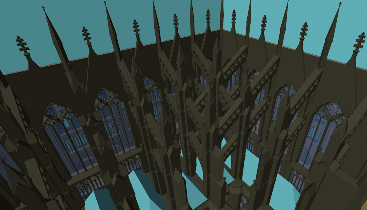 3D cathedral Interior modelling blender Render