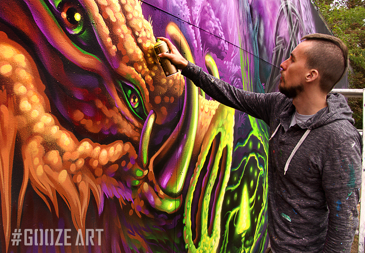 streetart Graffiti Mural Muralist gooze goozeart artist spraycans artwork boar