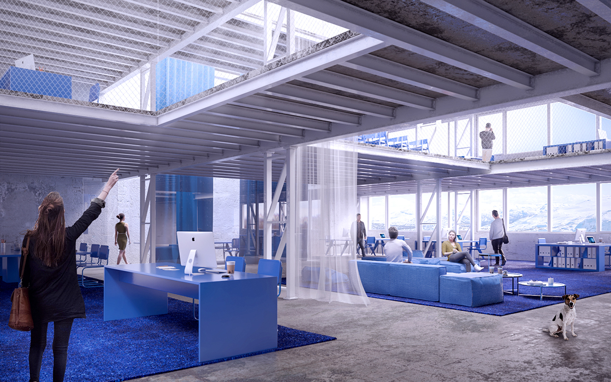 Office blue Work  Interior mesh industrial