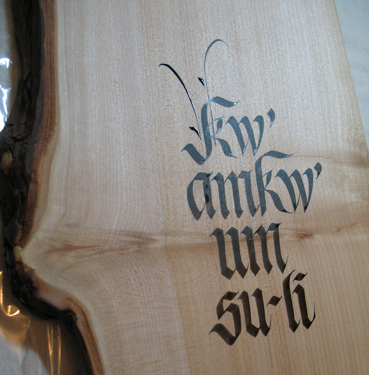 Canadian Calligraphy Calligraphy on wood