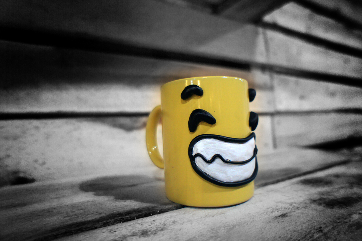 Mugs taza tasse Yellow Mugs Yellow Happy Mugs Mugs for Sale fimo handcraft Coffee happy yellow