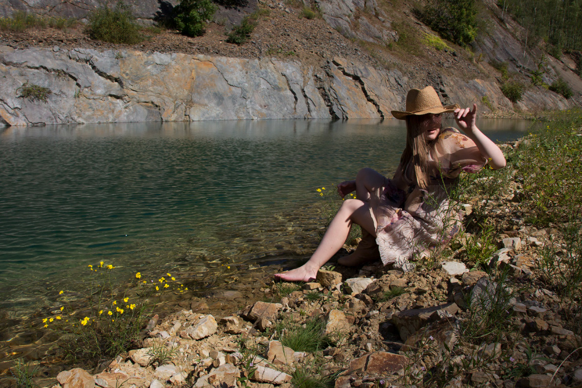 portrait girl woman teenager summer bathing water pretty Softness romantic Nature countryside freshness long hair dress