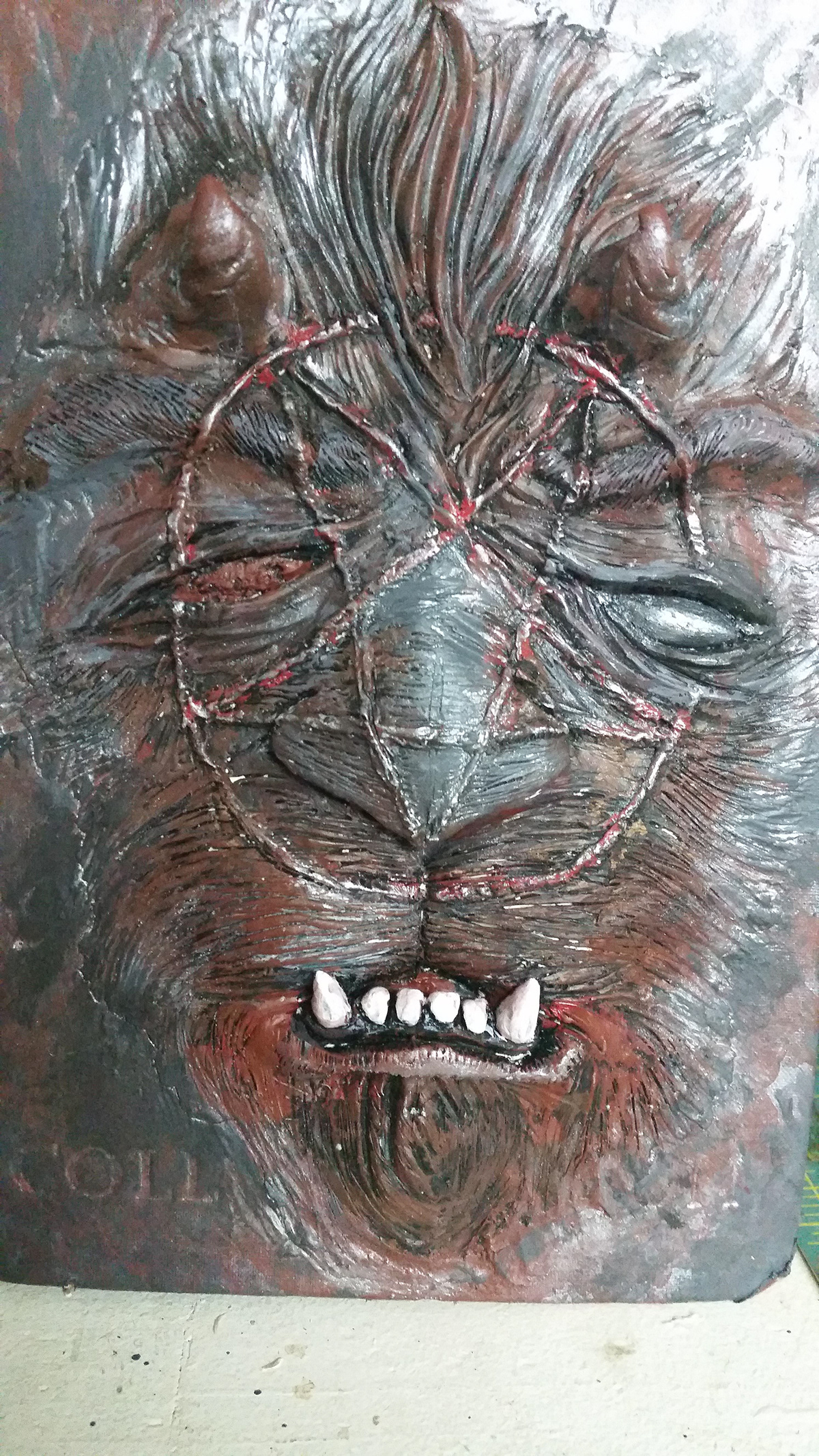 demon Sculpt tiger feline teeth polymer clay polymer clay. Painted acrylic
