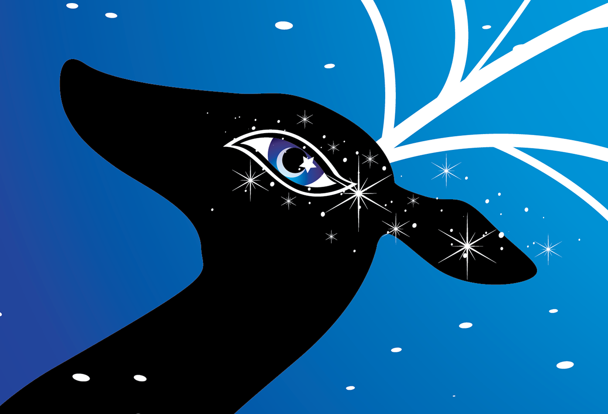 Christmas merrychristmas xmas e-card deer snow blue
