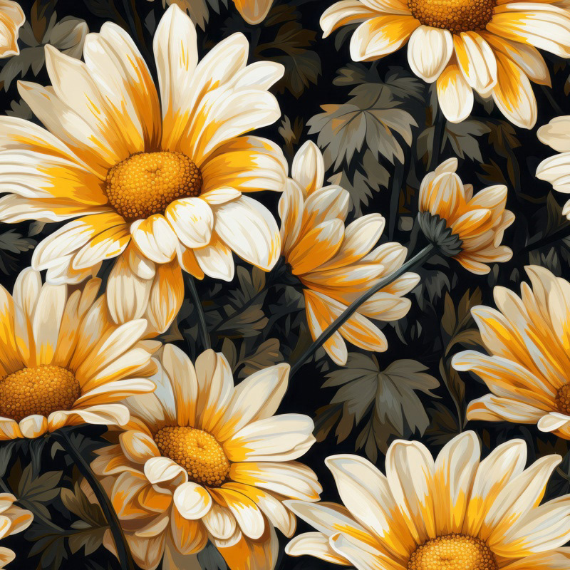 Experience the captivating beauty of our Daisy Flower Oil Paint Style seamless pattern design. With 