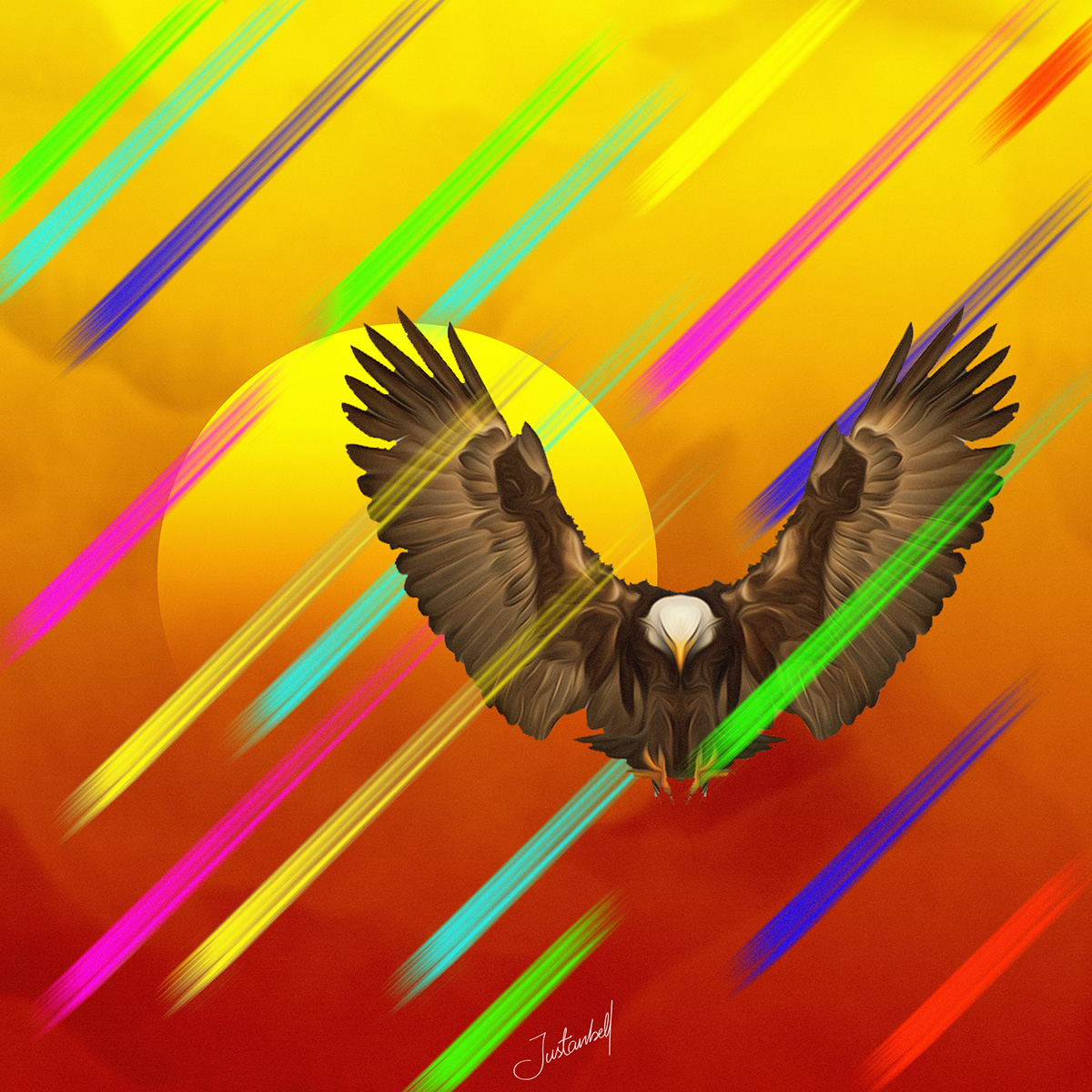 birds colours digital art gradients eagles SKY