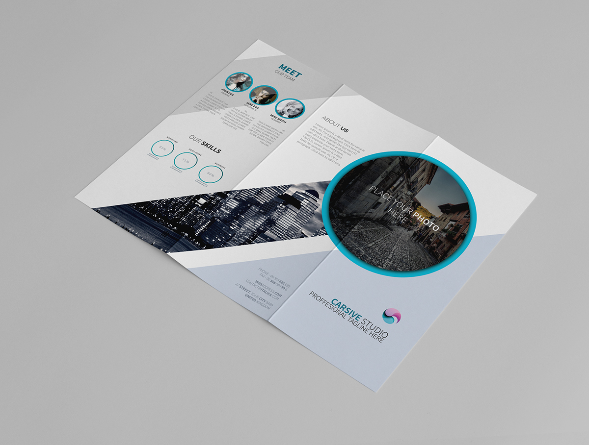 creative clean sleek template design brochure trifold nice photoshop White