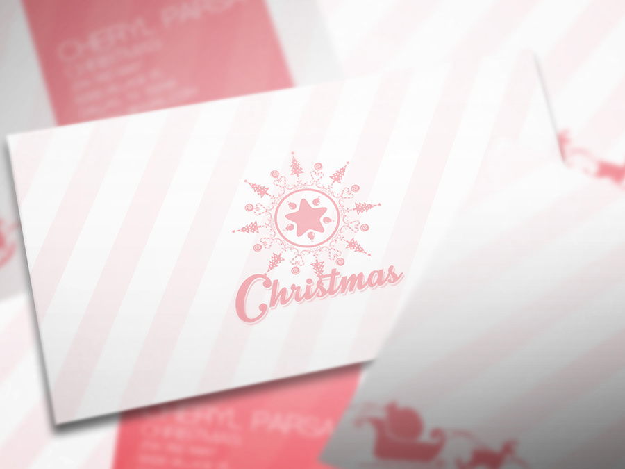 Christmas tree xms business card pink deer gift happy birthday photoshop Illustrator
