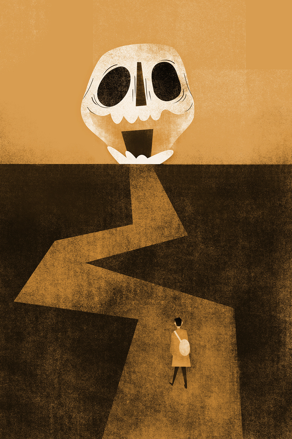Mumedi Alamuerteconunasonrisa poster design death skull yellow ILLUSTRATION  Exhibition  life