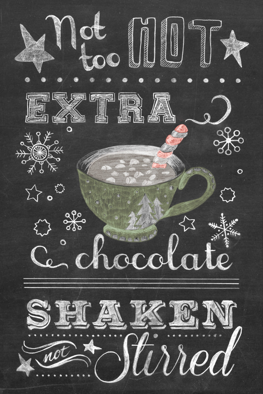 Holiday Christmas elf Chalkboard hand-lettering chocolate Movies