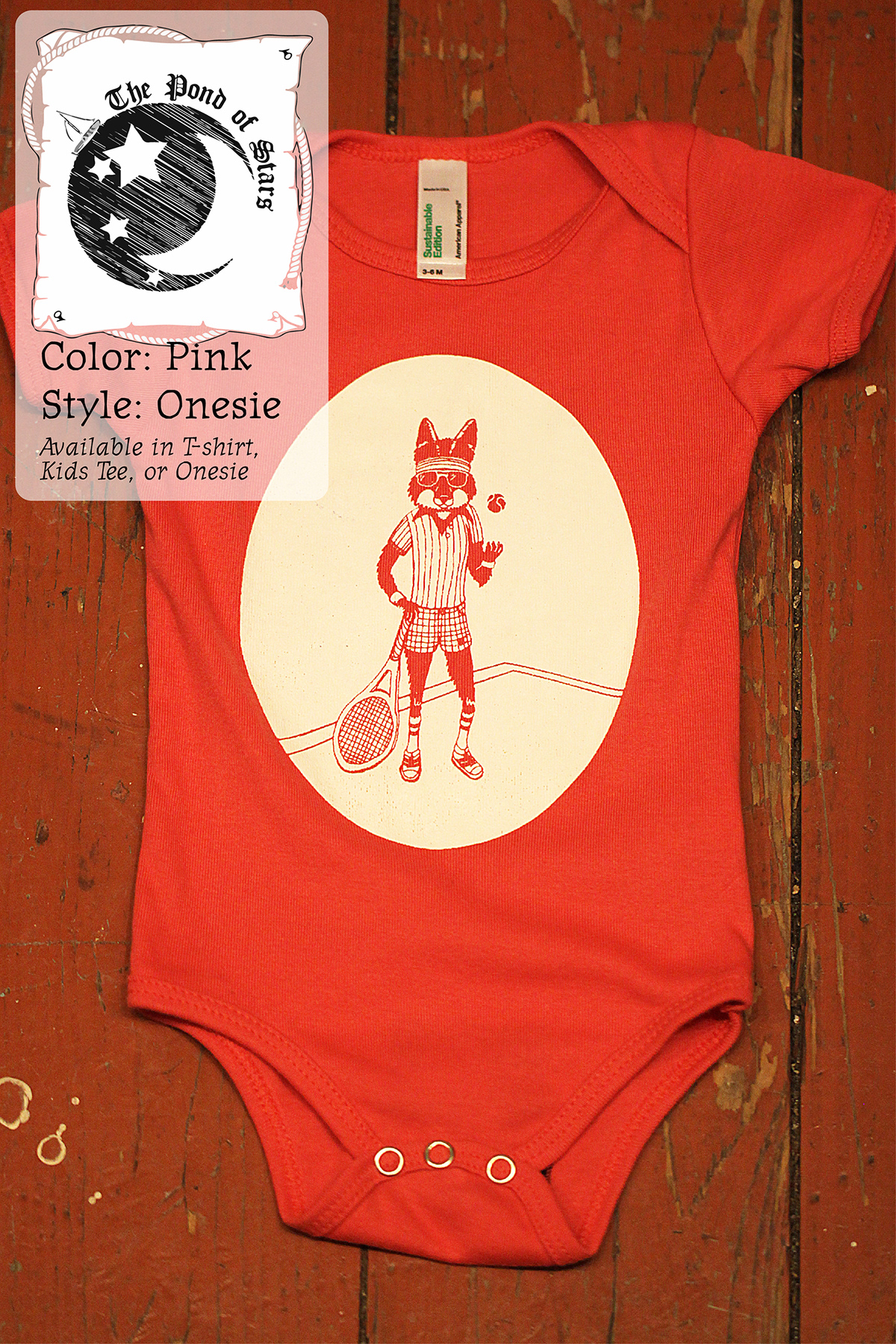 gender-neutral affordable original designs to babies kids animals doing funny Textiles onesies t-shirt Screenprinting silkscreen Anthropomorphic Human-like Animals baby clothing whimsical thepondofstars.com