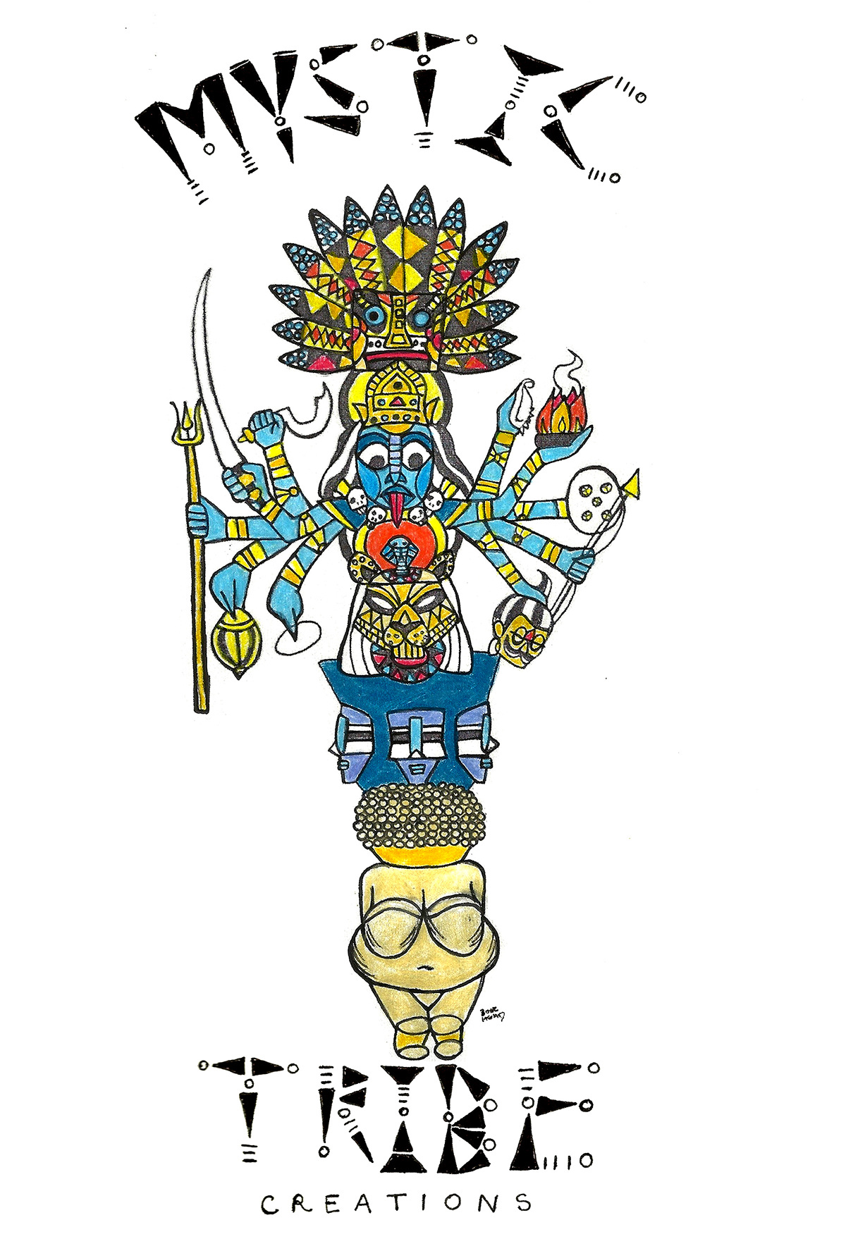 goddess totem pole Spiritual Art Logo Design sehkmet kali venus of willendorf Kachina muses