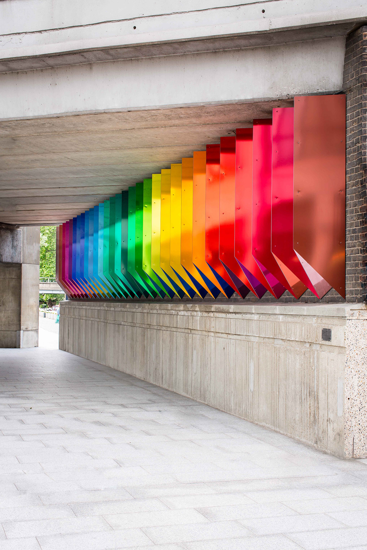 bridge color colorful colour Colourful  Installation Art light London origami  site specific