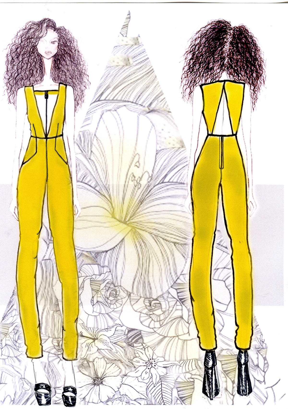Collection design concept development solange chartreuse print floral