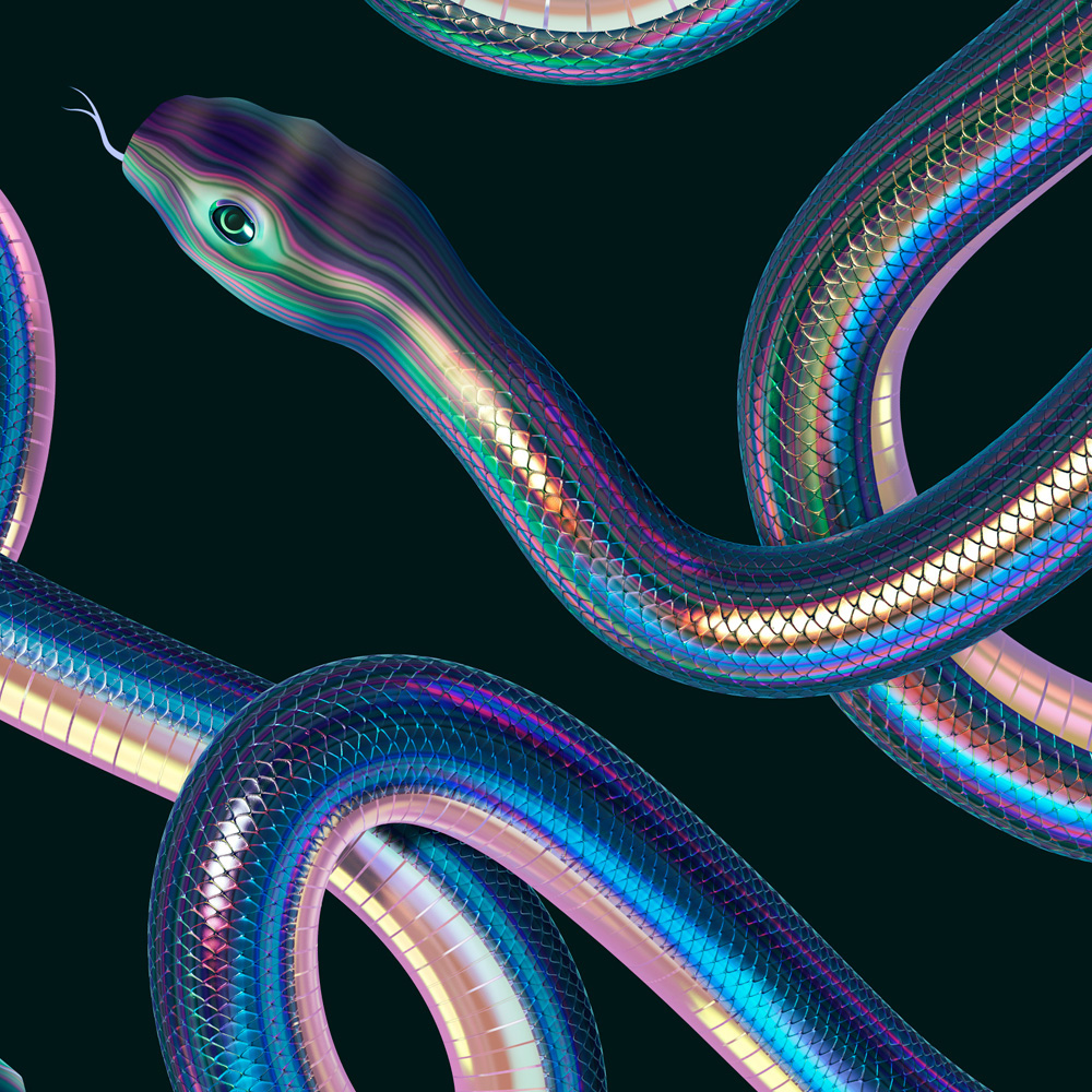 Snakes Pattern Design Iridescent and Holographic.