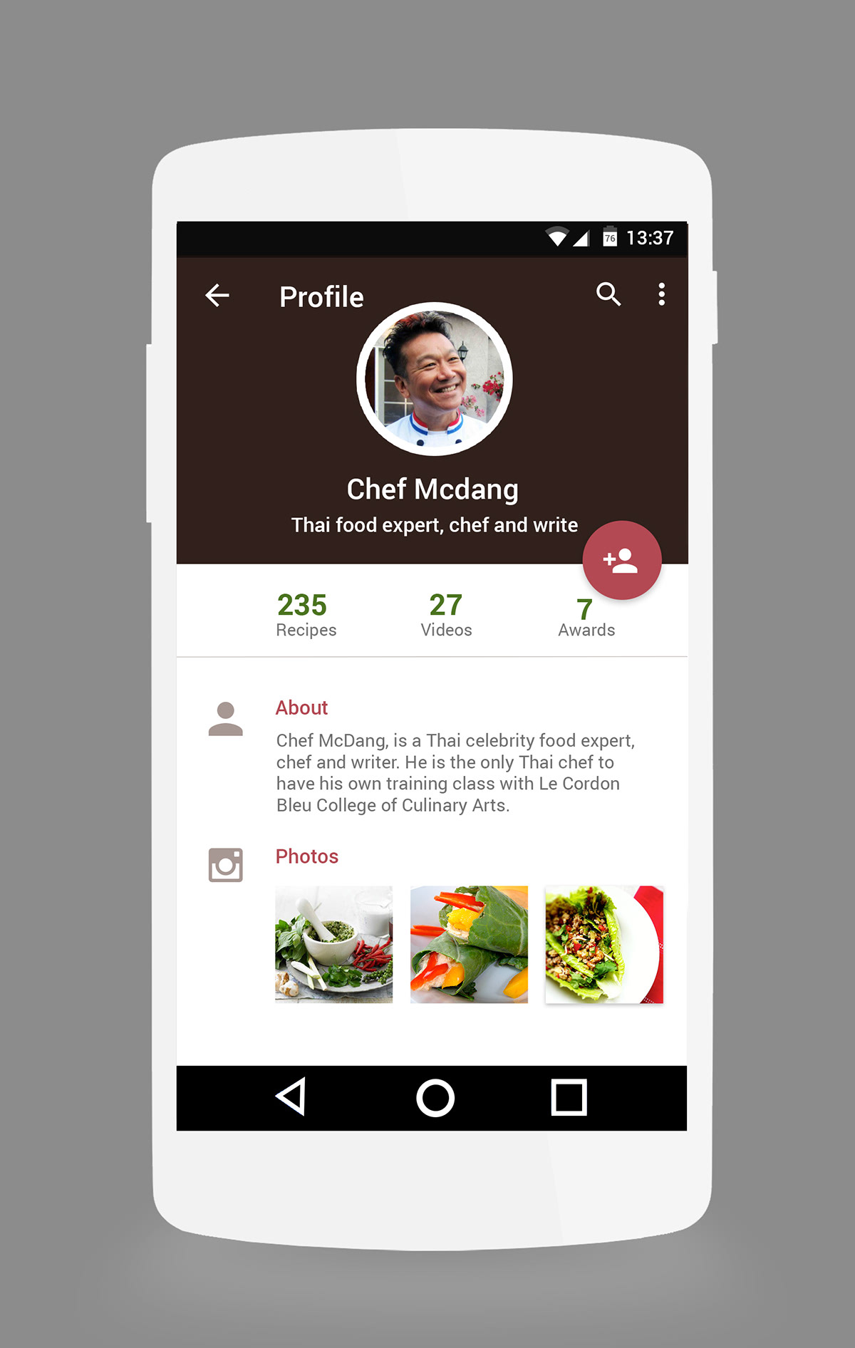 design app Food  asian android UI ux design material chef