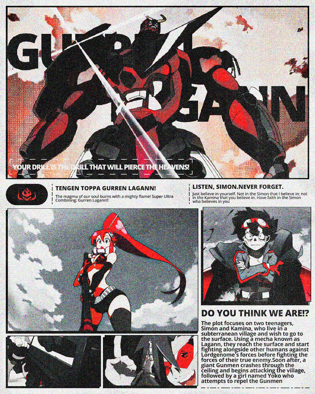 poster Poster Design anime posters manga wallpaper graphic design  graphic Graphic Designer gurenn lagann