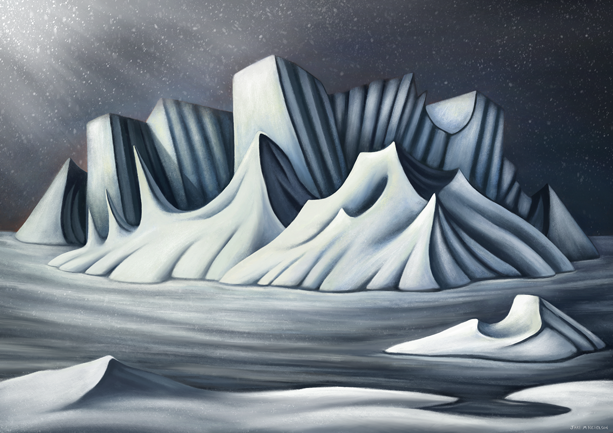artwork Illustrator abstract iceberg design Landscape Drawing  painting   Forms mountains