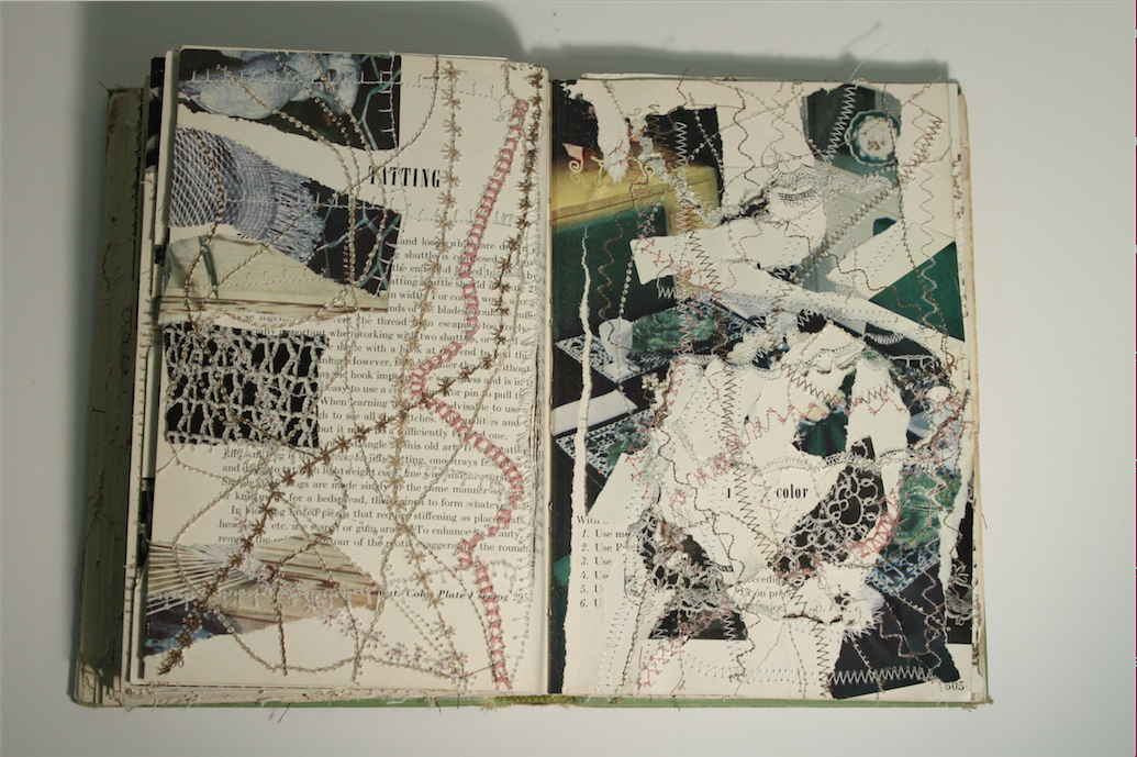 sewing used book artist book