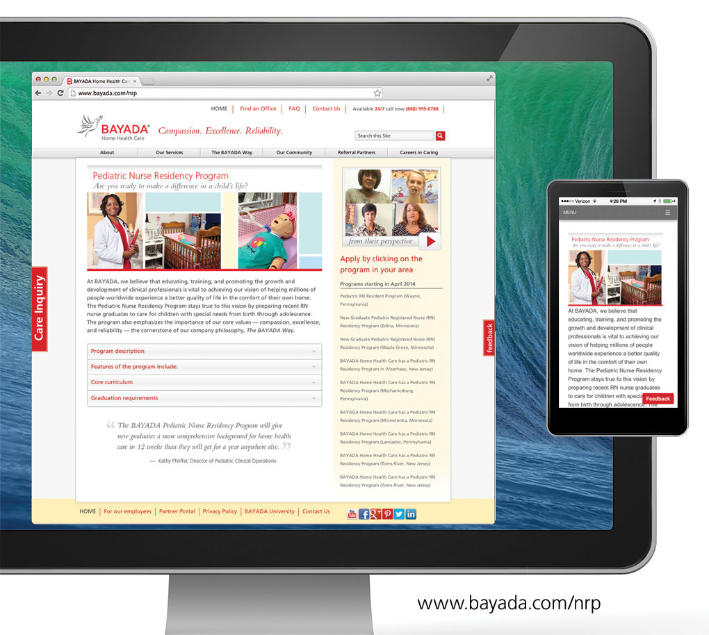 Website design Responsive Home Care healthcare bayada nurses