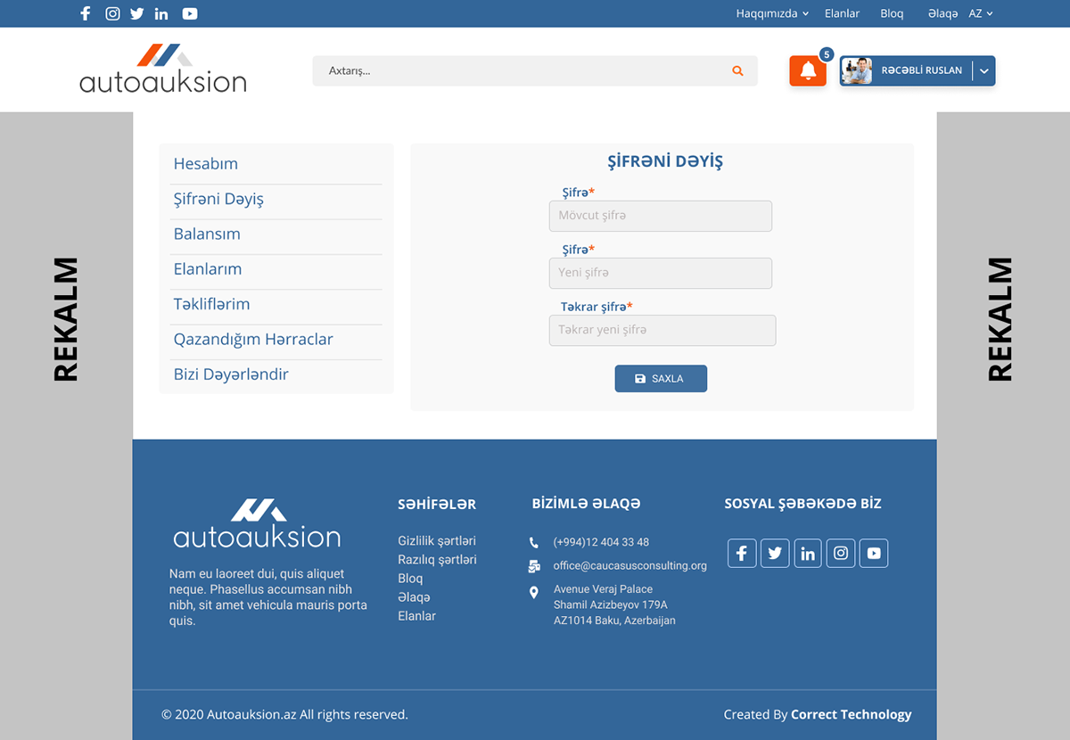 autoauction correcttechno UI Webdesign