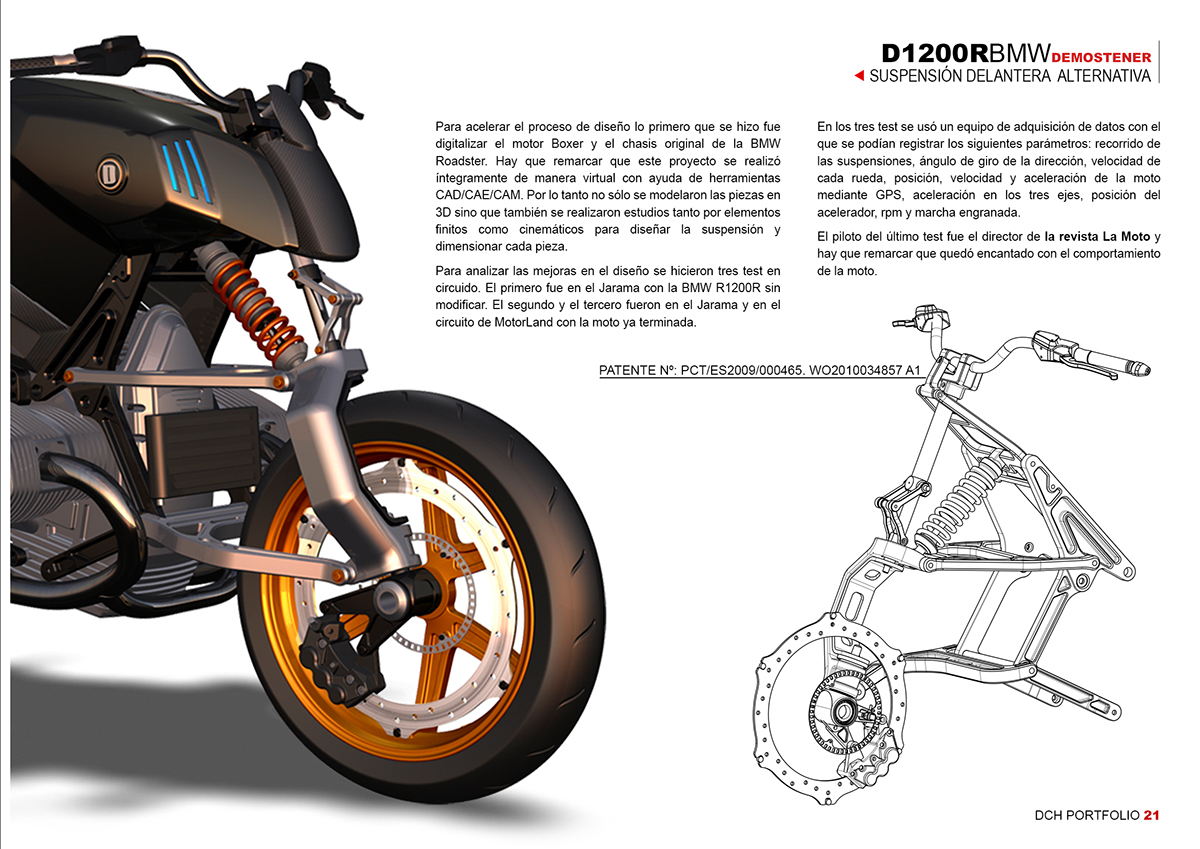 Alternative front suspension motorcycle motorcycle design BMW Boxer Custom Motorcycle cad Render fem