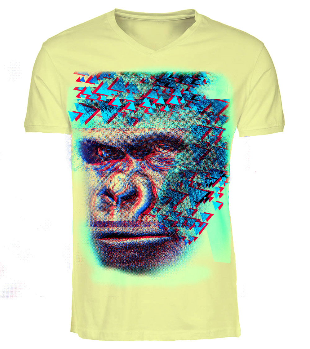 gorilla t-shirt fixie diamond  woman Menswear boys artwork Placement print