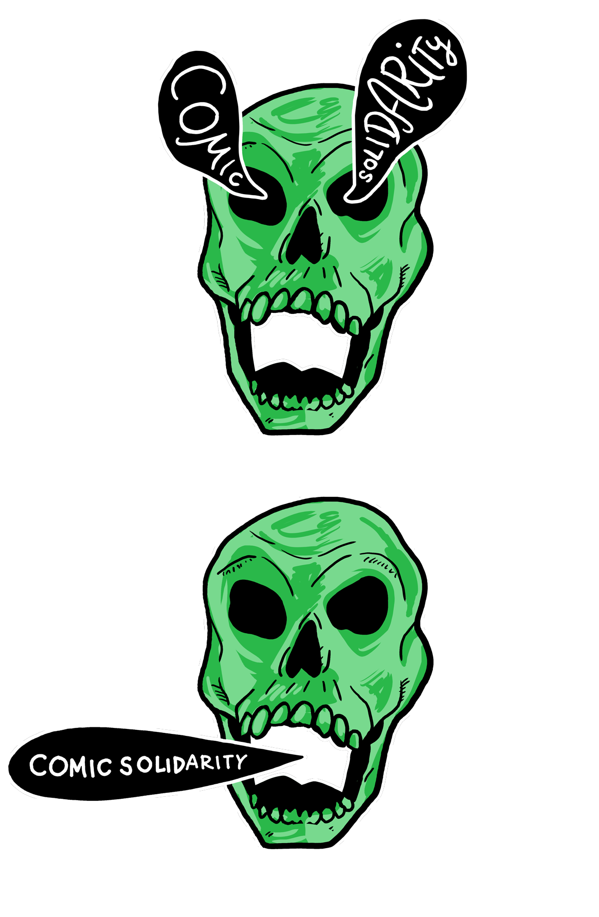 COMIC SOLIDARITY webcomics comic blog community Halloween skull Neon Green