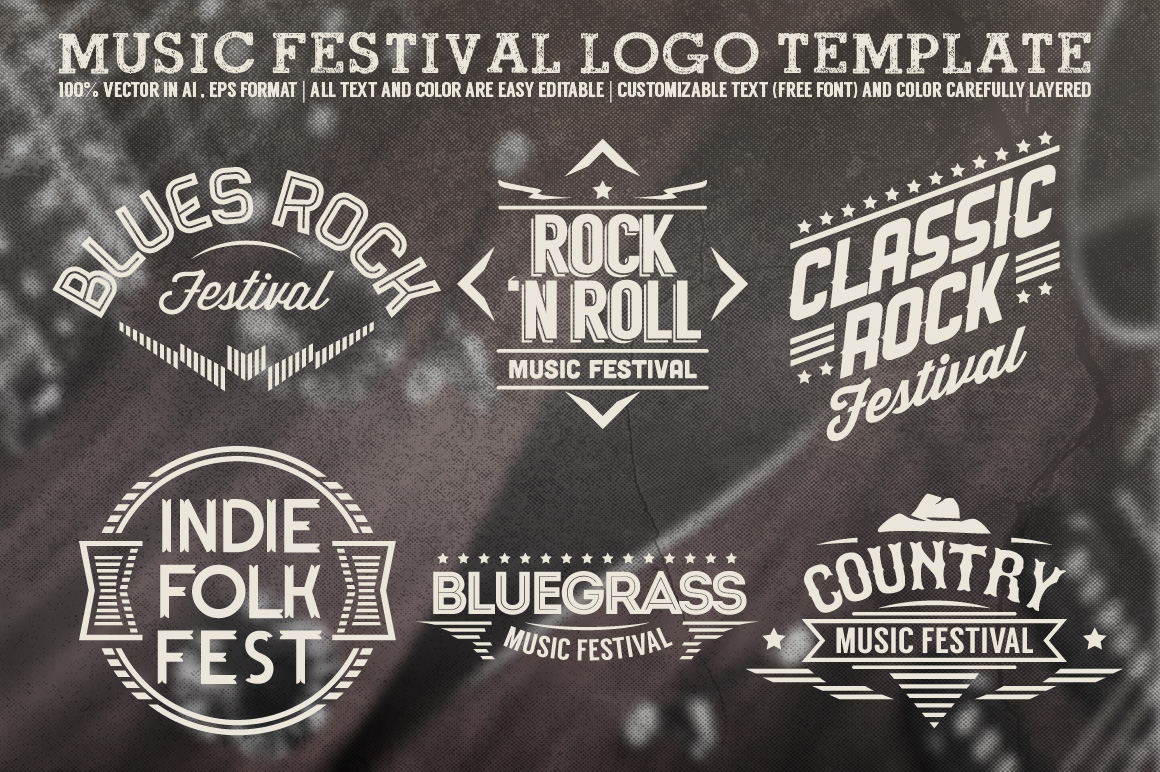 logo template vintage rock n roll reggae jazz metal county punk hardrock Classic blues bluegrass indie core