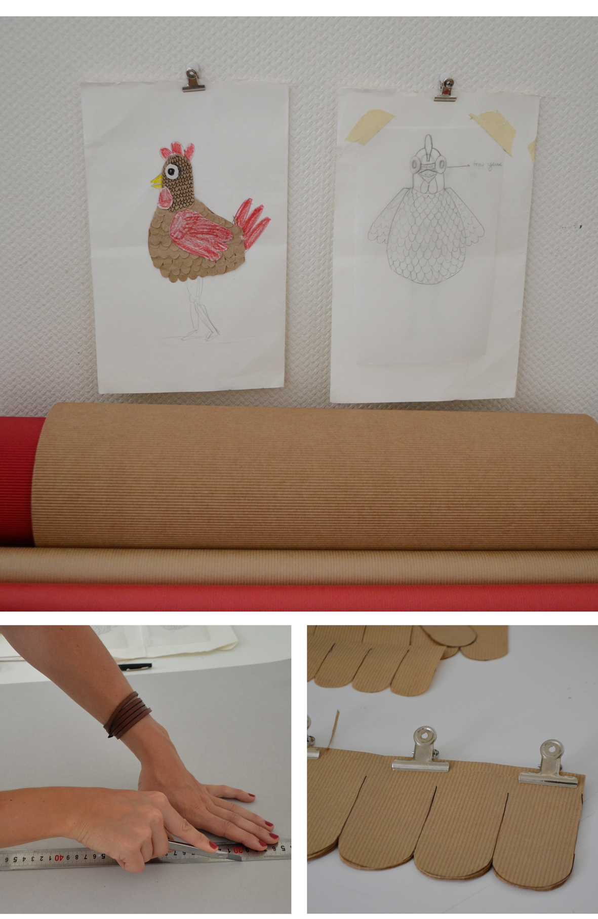 costume déguisement poule le garage craft  papier Plume hen