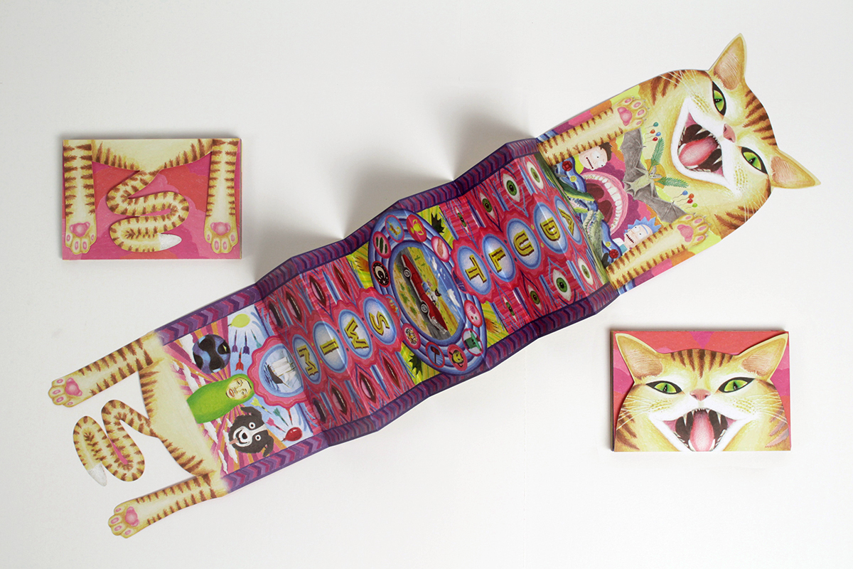 color Cat cats brochure fold UV spot varnish comic-con psychedelic