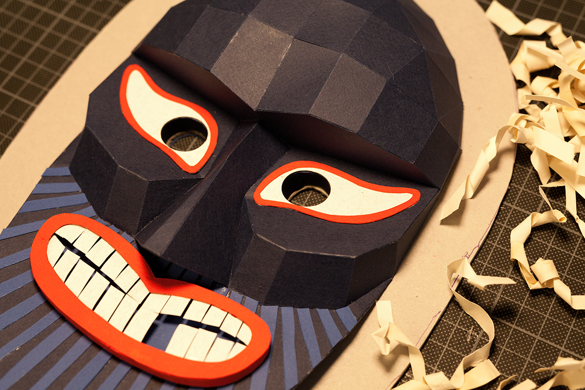 Adobe Portfolio paper mask 3D papercut busó tradition hungarian winter creative Carnival fiesta paper mask 3d paper 3D masks