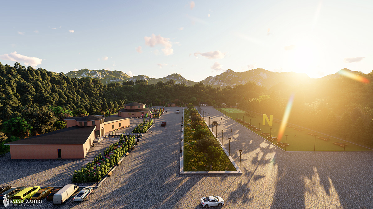 village tourist Travel disign Render exterior architecture visualization archviz CGI