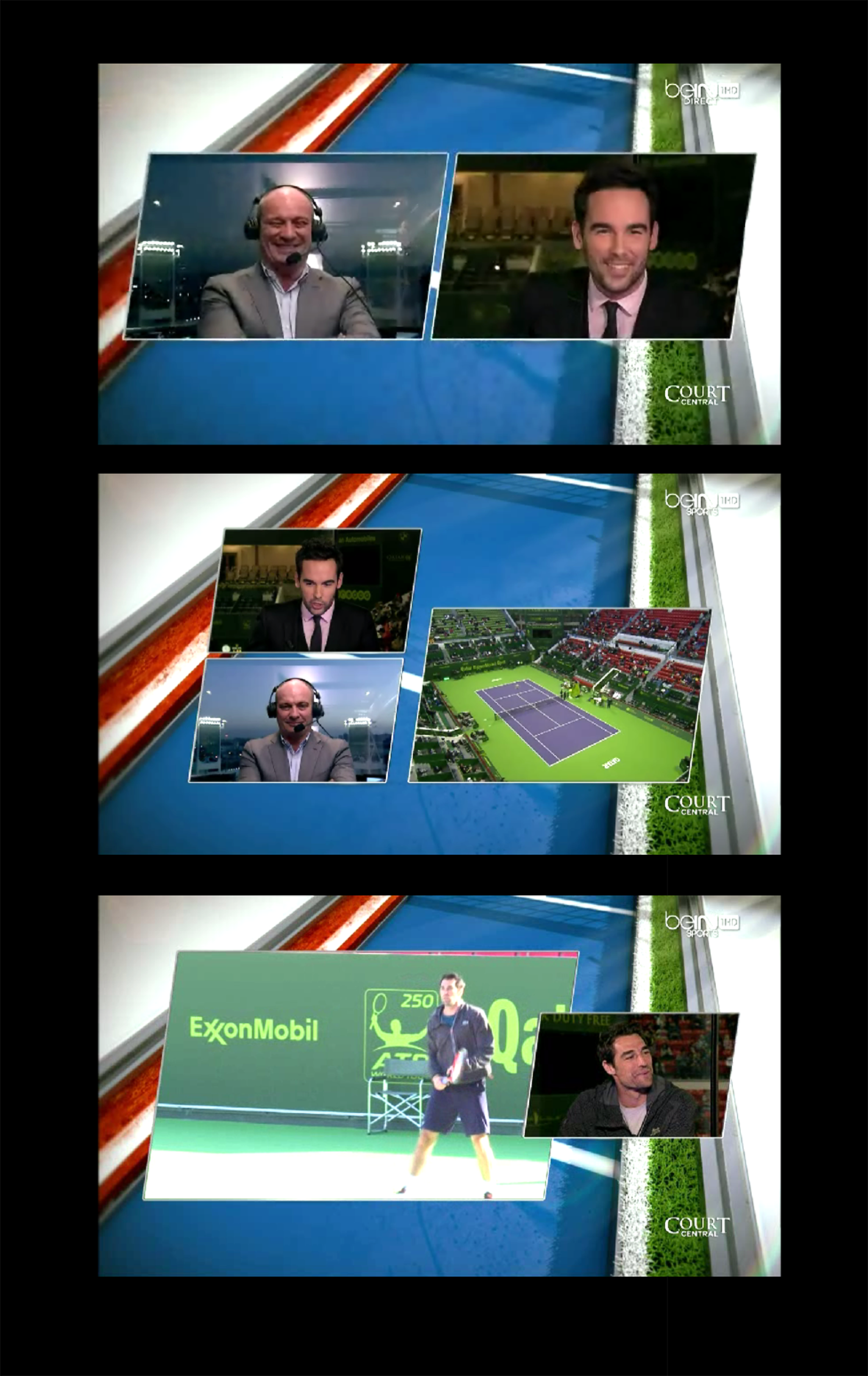 BEIN sports tennis atp centre court tv broadcast Show city stadium world compositing