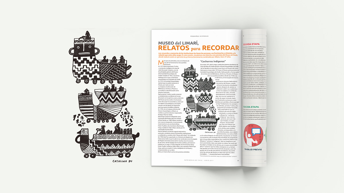 revista patrimonio chile diagramación diseño branding  Carcavilla rebranding ilustracion magazine