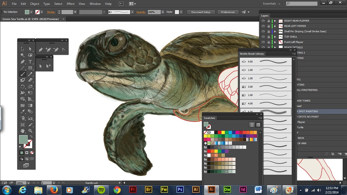 sea life Realism paint Illustrator art wacom layers Turtle vector Fun