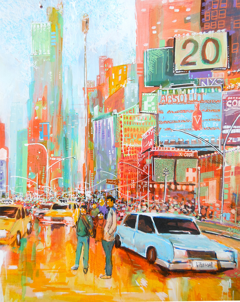 times square acrylic acrylique New York nyc town