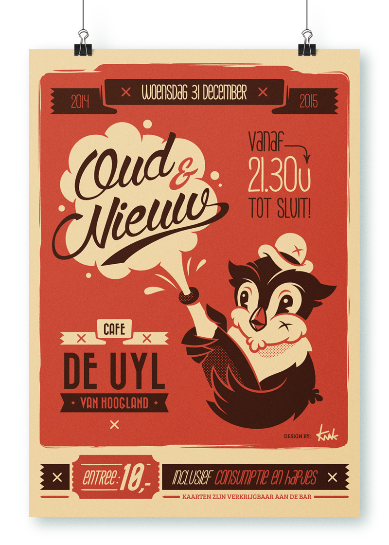 knak Puur avondeten owl poster flyer print Event Promotion new years eve