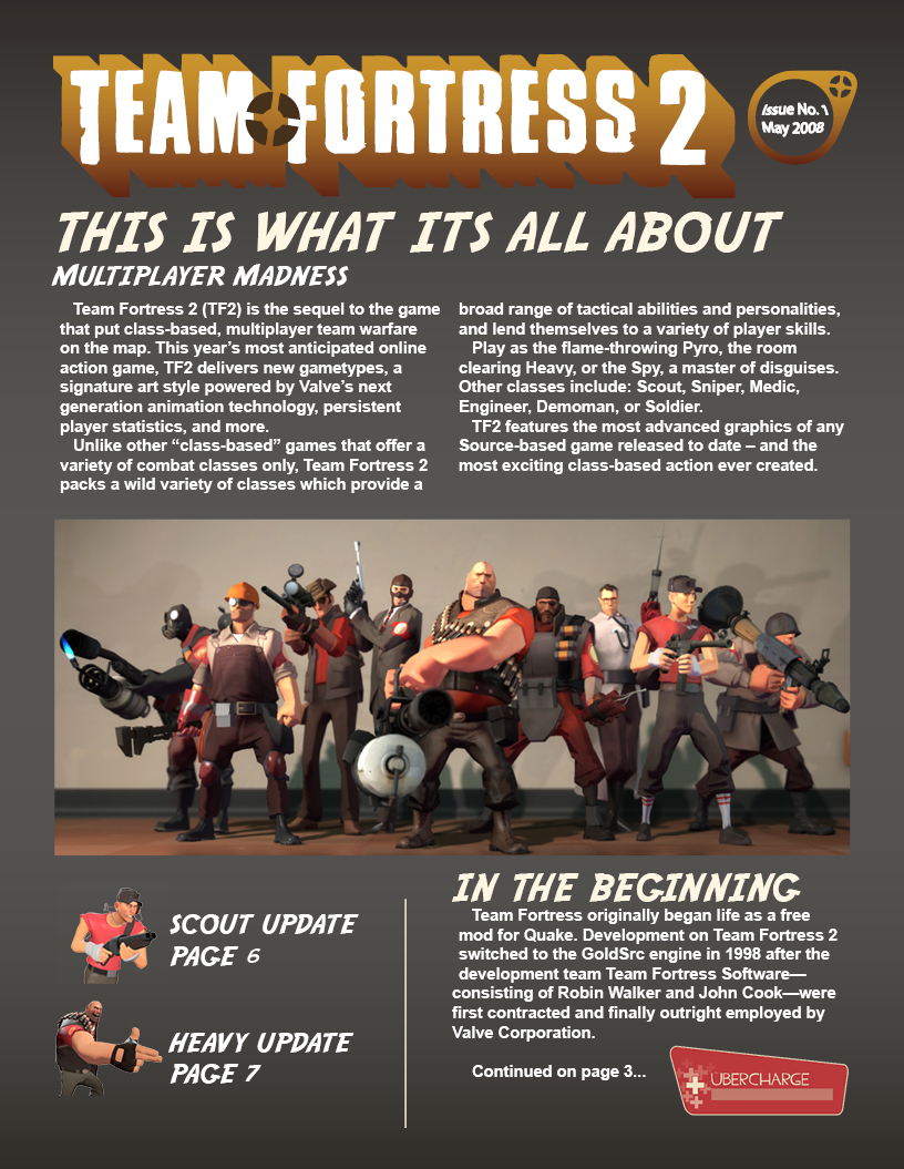 Team Fortress 2  Newsletter  game  FPS first person shooter brochure