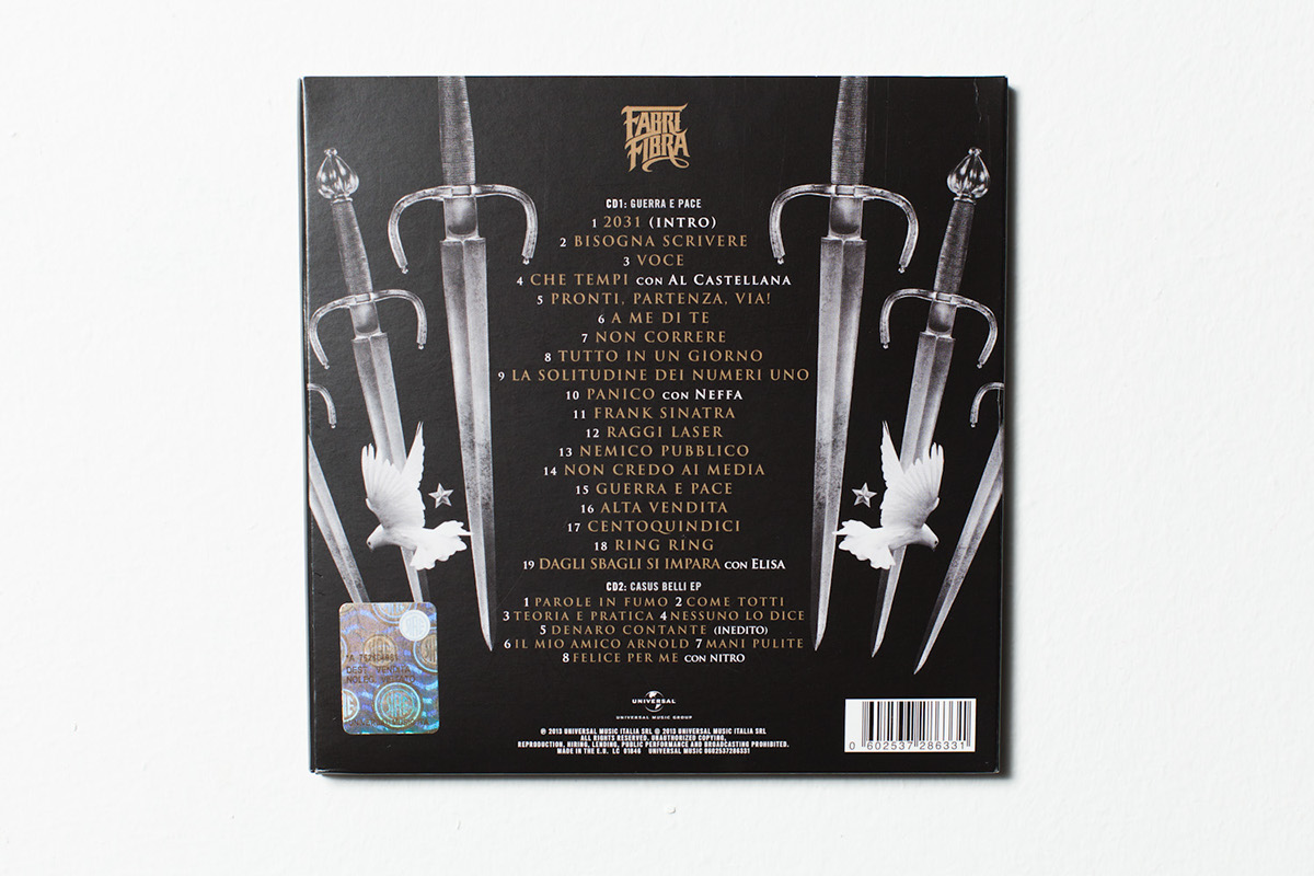 Fabri Fibra  carlo furgeri  corrado grilli  mecna guerra e pace tempi duri paola zukar cd artwork cover CD design disco deluxe edition foggia