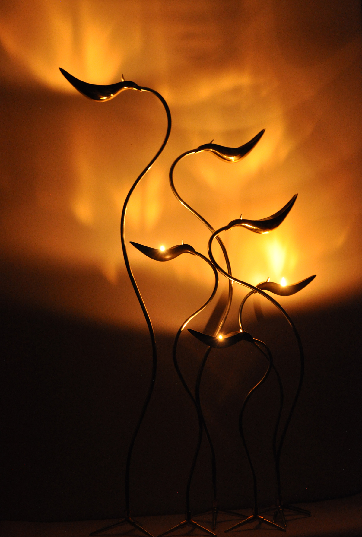 brass metal casting lighting t-light holders romantic Mysticism bird of paradise inspire tea light